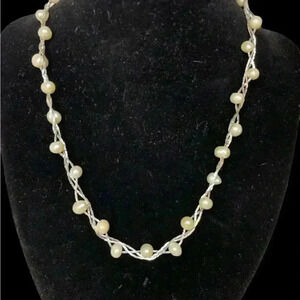 Genuine Pearl 3 Silver Chain